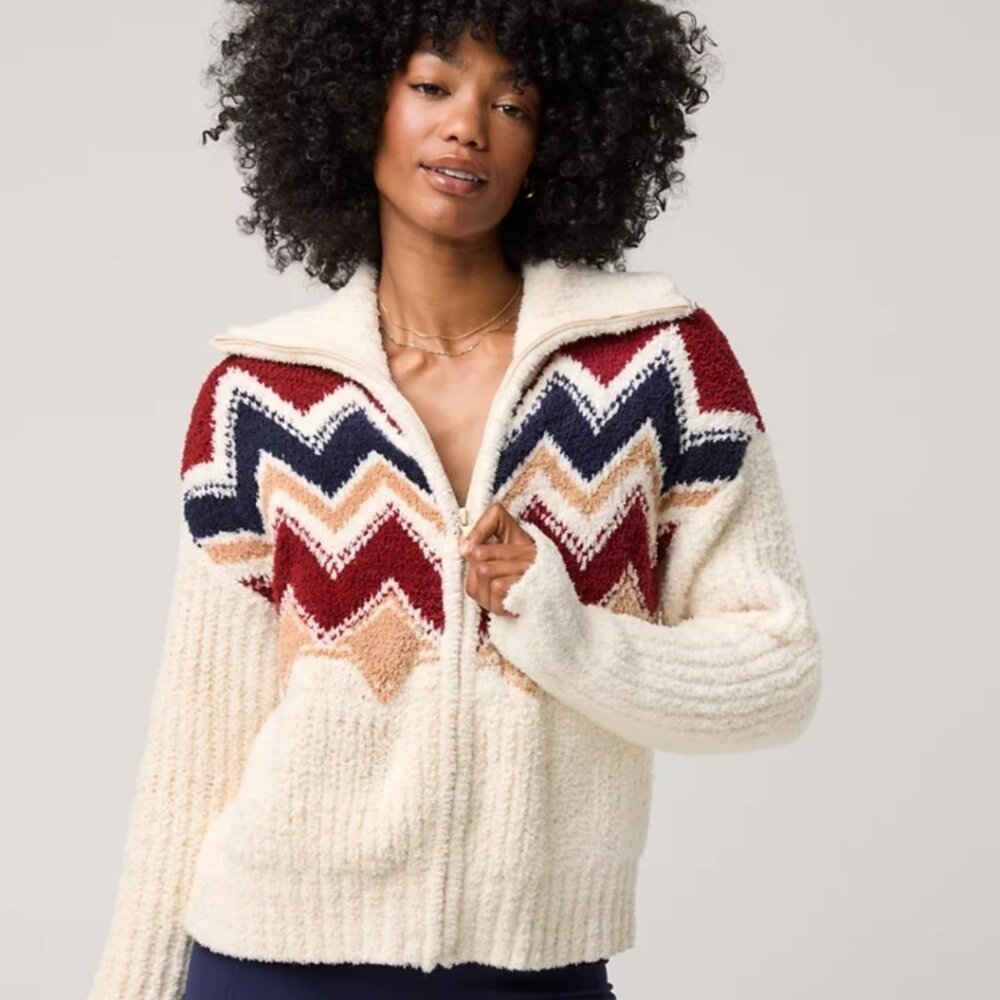 OFFLINE By Aerie Marshmallow Moves Graphic Full Zip Sweater